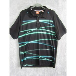 Puma Sportlifestyle Golf Polo Shirt Men's XL Black Green Blue‎ Stripe DryCell